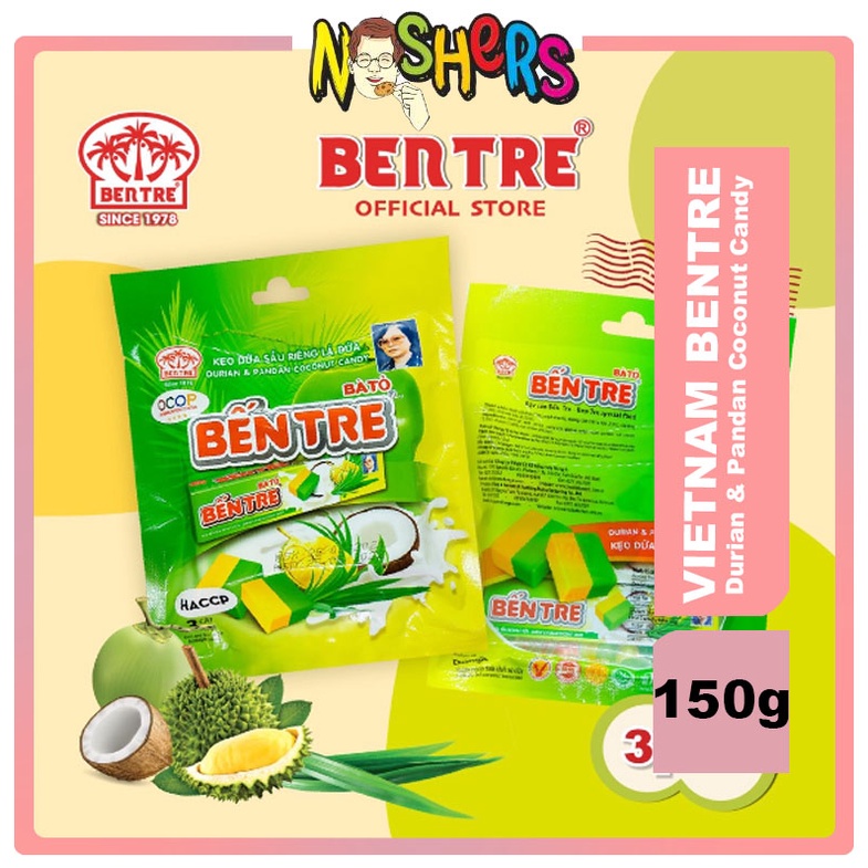 Noshers Vietnam Bentre Durian & Pandan Coconut Candy 150g Pure Taste