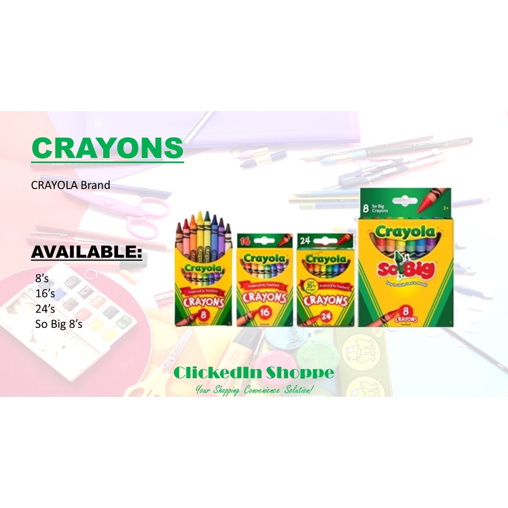 Crayons Crayola Brand 8's 16's 24's So Big Original School Supplies