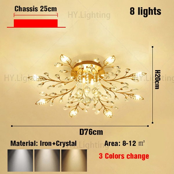 Bedroom lamp LED living room ceiling lamp Crystal pendant lamp Interior