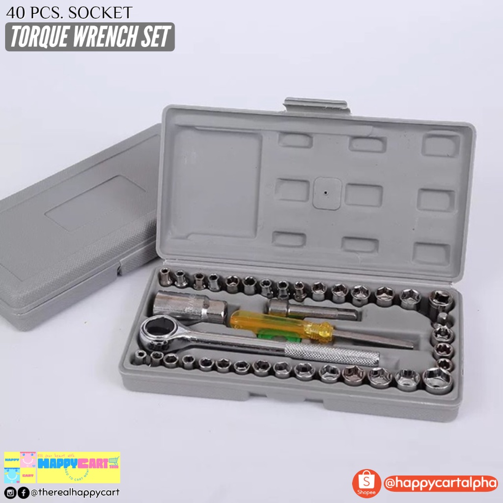 HappyCart 40 PCS. SOCKET TORQUE WRENCH RATCHET REPAIR TOOL SET VANADIUM STEEL Shopee Philippines