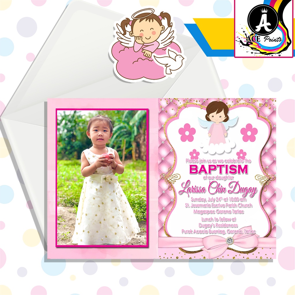 FREE Envelope Invitation Card for Christening / Baptism Glossy Shopee