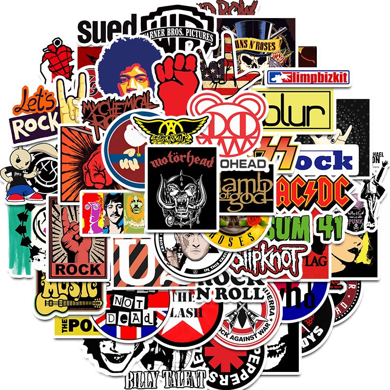 【Large stickers】52pcs Rock Popular Sticker Rock Band Punk Music Heavy