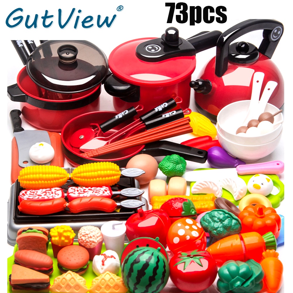 73pcs baby kitchen toy toys plastic cooking set for kids simulation