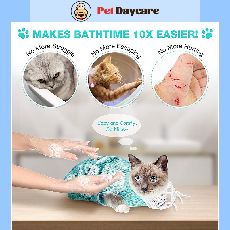 ️ ️Pet Daycare Pet Cat Bathing Bag For Cat Shower Net Bag