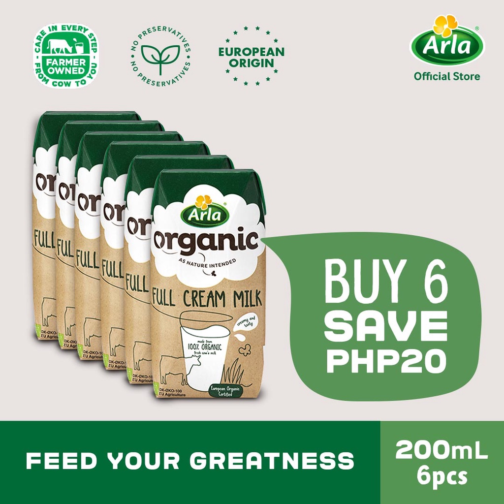 Arla Organic Full Cream Milk 200ml 6Pack Shopee Philippines