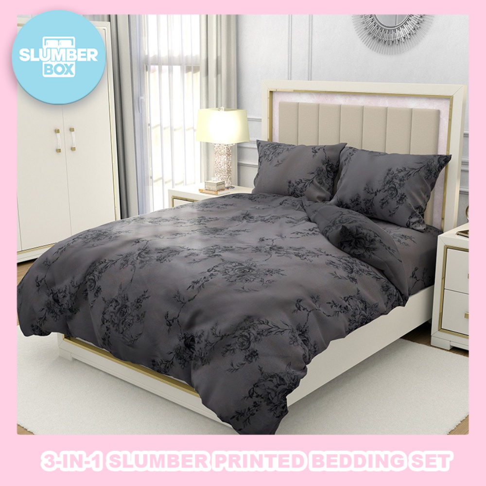 Slumber Box 3in1 Beddings Bed Sheet Home Bedsheet Set (2 Pillowcase + 1