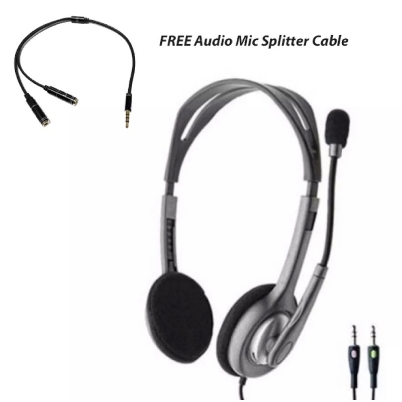 Logitech H110 Dual Jack PC Headset with Free splitter Shopee Philippines