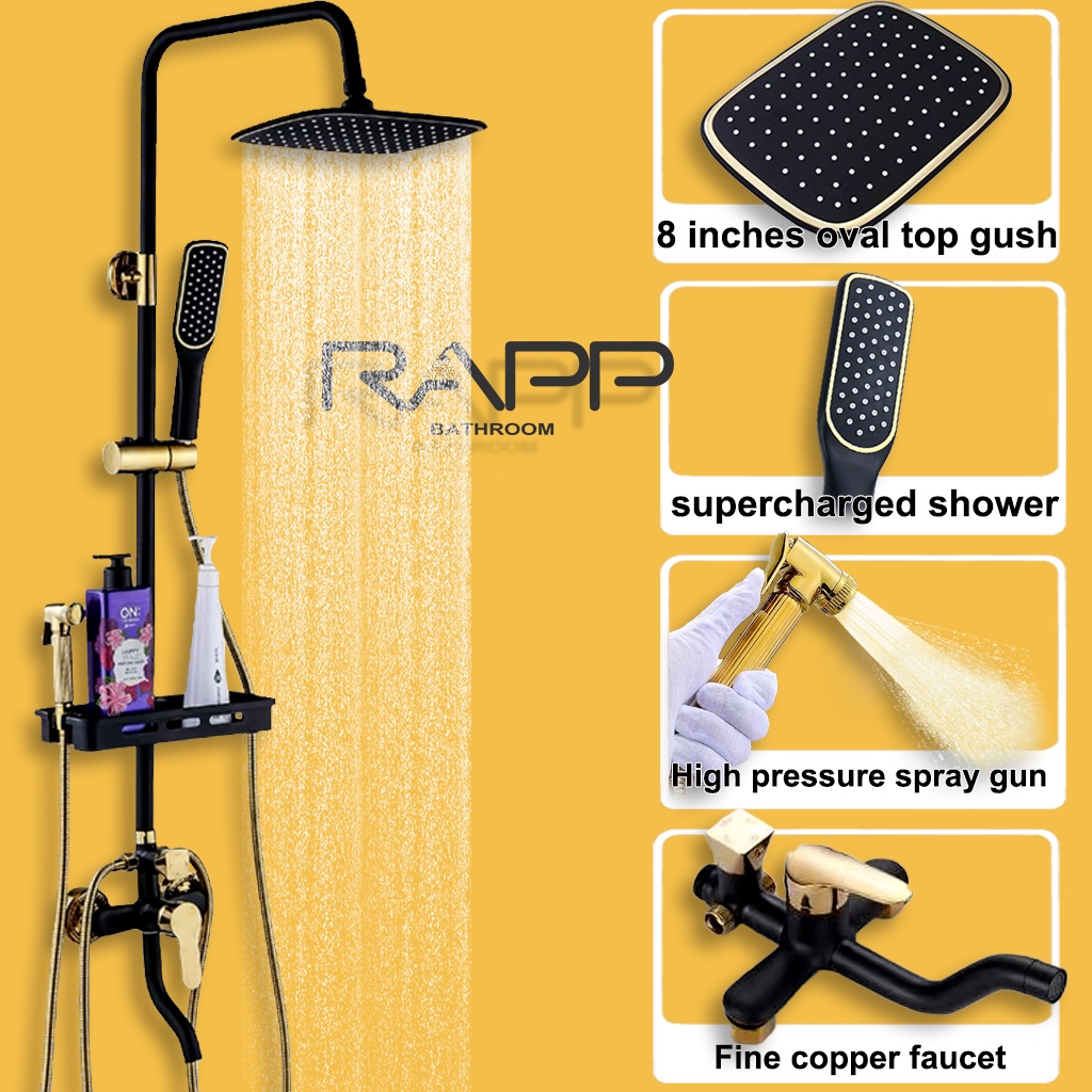 RAPP 4 in 1 Rain Shower Set Stainless Steel Hot and Cold Bathroom Shower with Faucet and Side