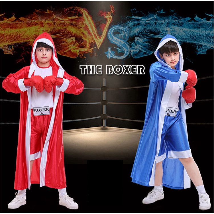 3PCs Kids Boys Boxer Costume Halloween Cosplay World Champion For Kids