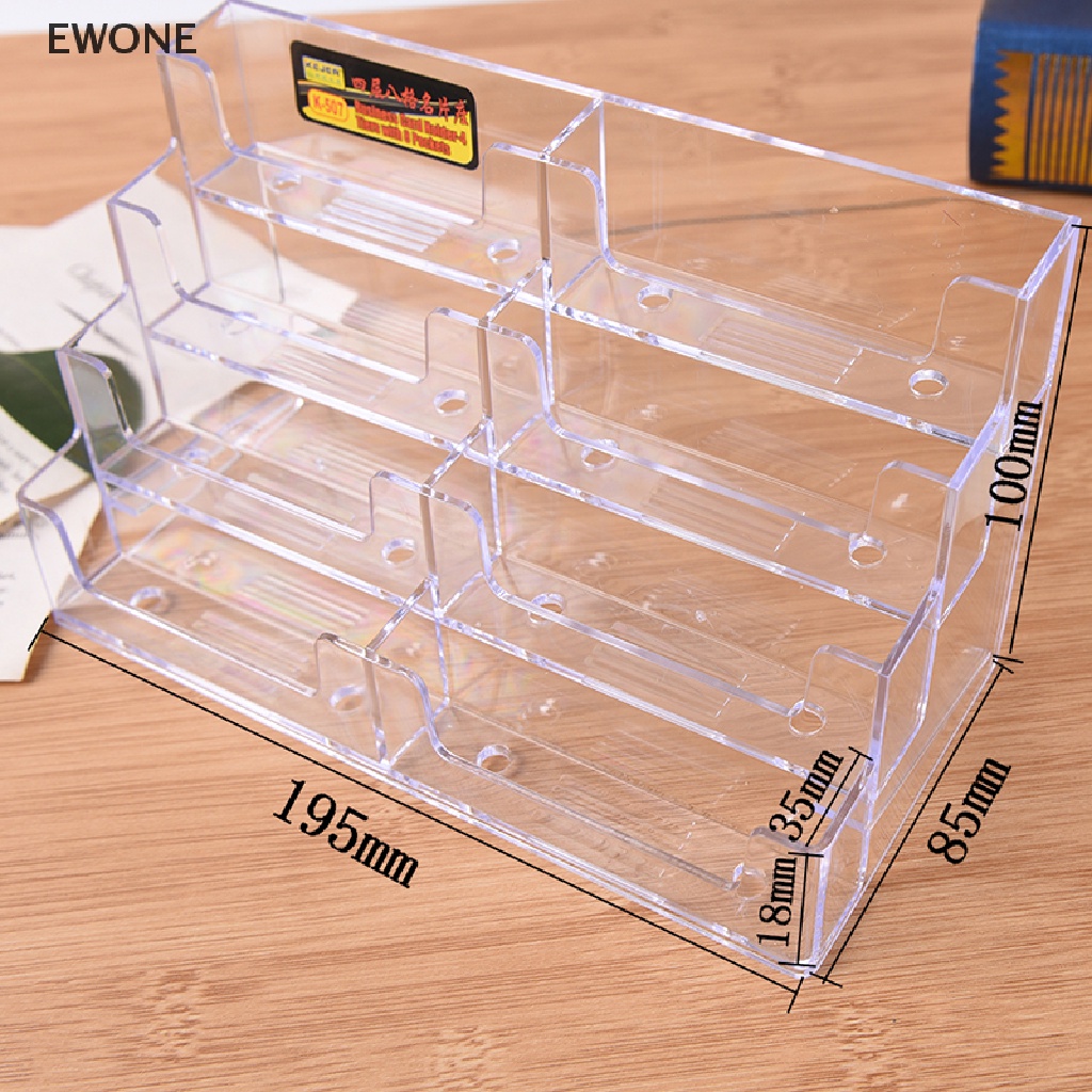 EWONE NEW 8 Pocket Desktop Business Card Holder Clear Acrylic