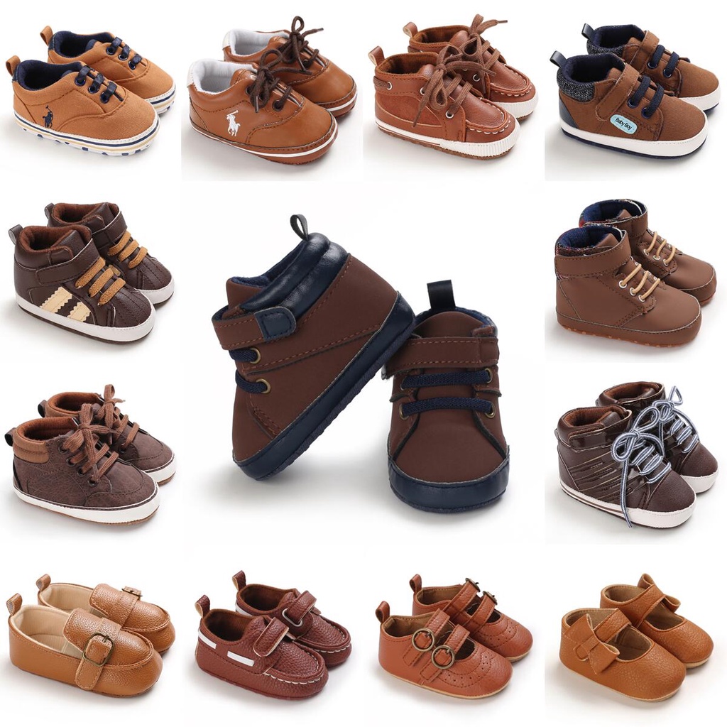 Brown baby shoes fashion casual baby sneakers newborn baptism shoes