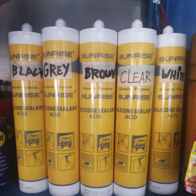 Sunrise Silicone sealant Clear brown black white grey colored. Shopee