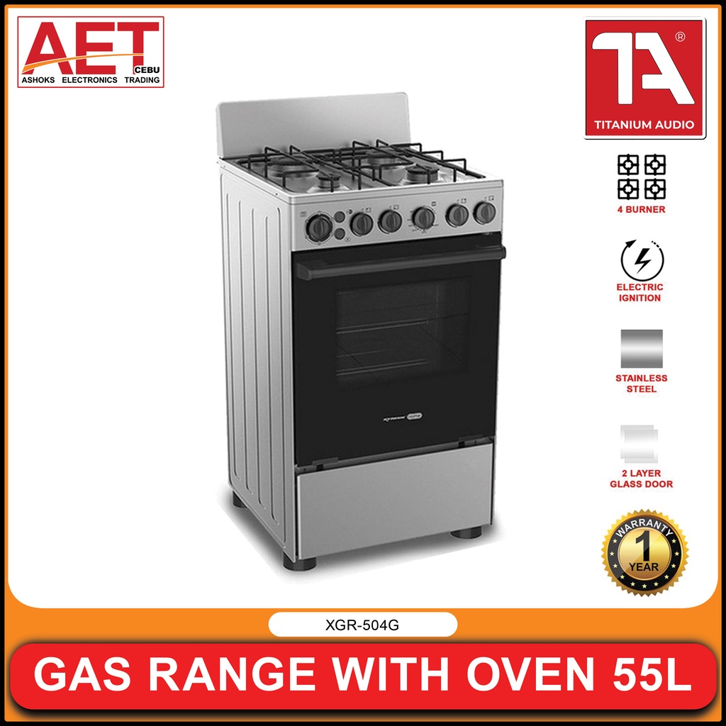 XTREME Gas Range 4 Burner 55L Oven Free Standing Stainless Material
