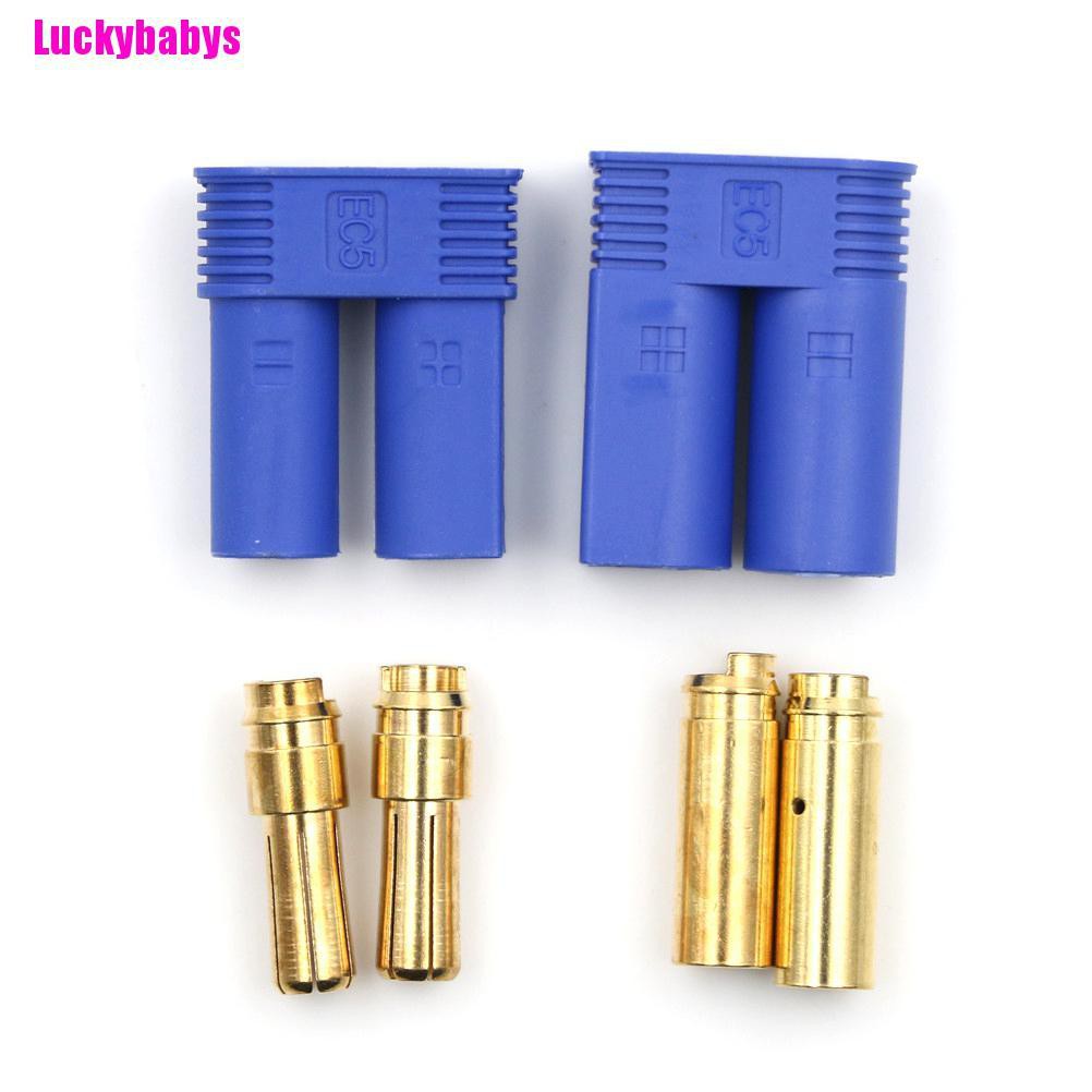 Luckybabys 1 Set Male Female RC EC5 Banana Connector 5.0mm Gold Plug