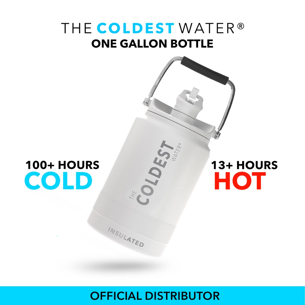 COLDEST Water Bottle One Gallon (4L) Straw Lid Wide Mouth Thermos Hot