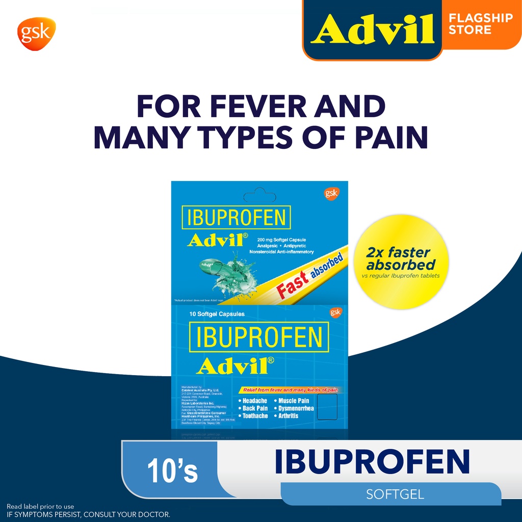 Advil Liquigel Ibuprofen for Stronger Pain Relief than Paracetamol 10s Shopee Philippines
