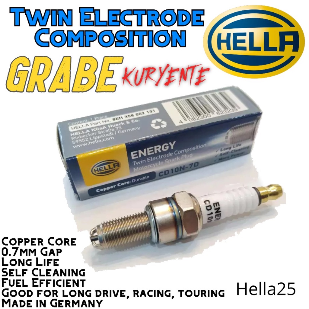 Suzuki Gixxer 150 CD10N7D HELLA TWIN ELECTRODE COMPOSITION SPARK PLUG