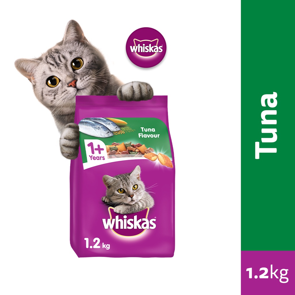 WHISKAS Dry Cat Food Tuna Flavor for Adult Cats, 1.2kg. Dry Food for