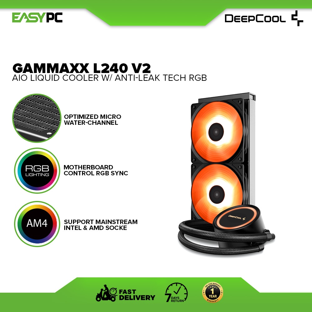 Deepcool Gammaxx L240 V2 RGB or ARGB w/ AntiLeak Technology AIO CPU