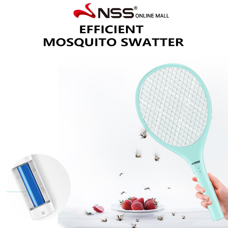 NSS Rechargeable Electric Fly Swatter Racket Mosquito Killer Zapper