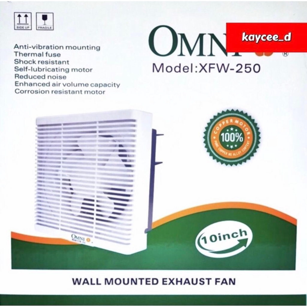 Omni Wall Mounted Exhaust Fan 8", 10", 12"XFW200, XFW250, XFW300