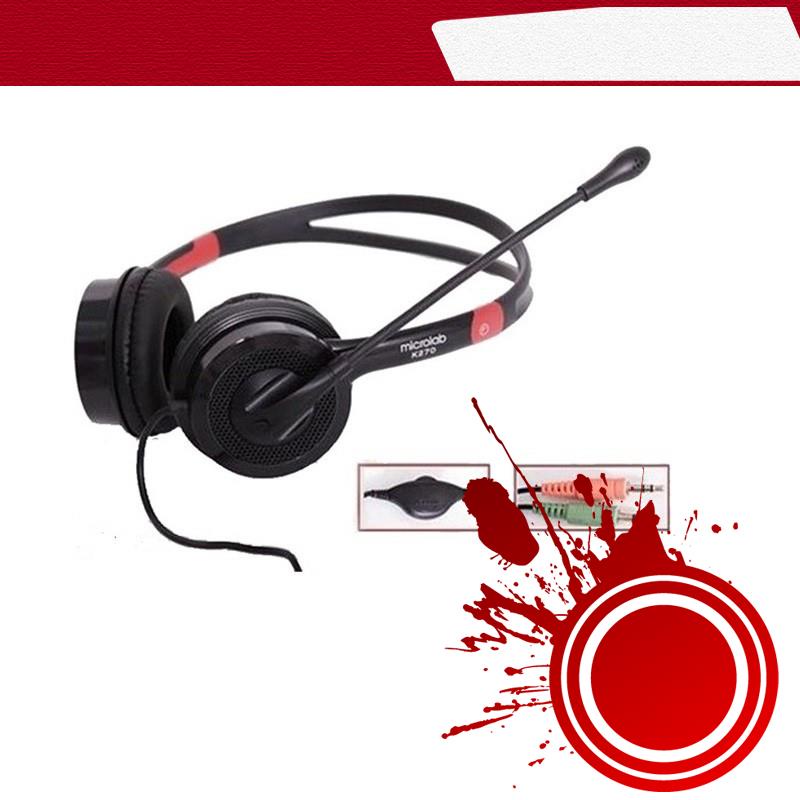 Microlab K270 Headset (with mic, 2 jacks 1 audio jack, 1 microphone