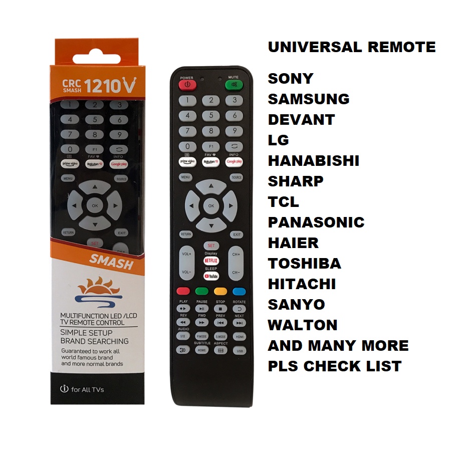 Universal Remote for TV CRC 1210 for LCD LED Smart Android TV netflix