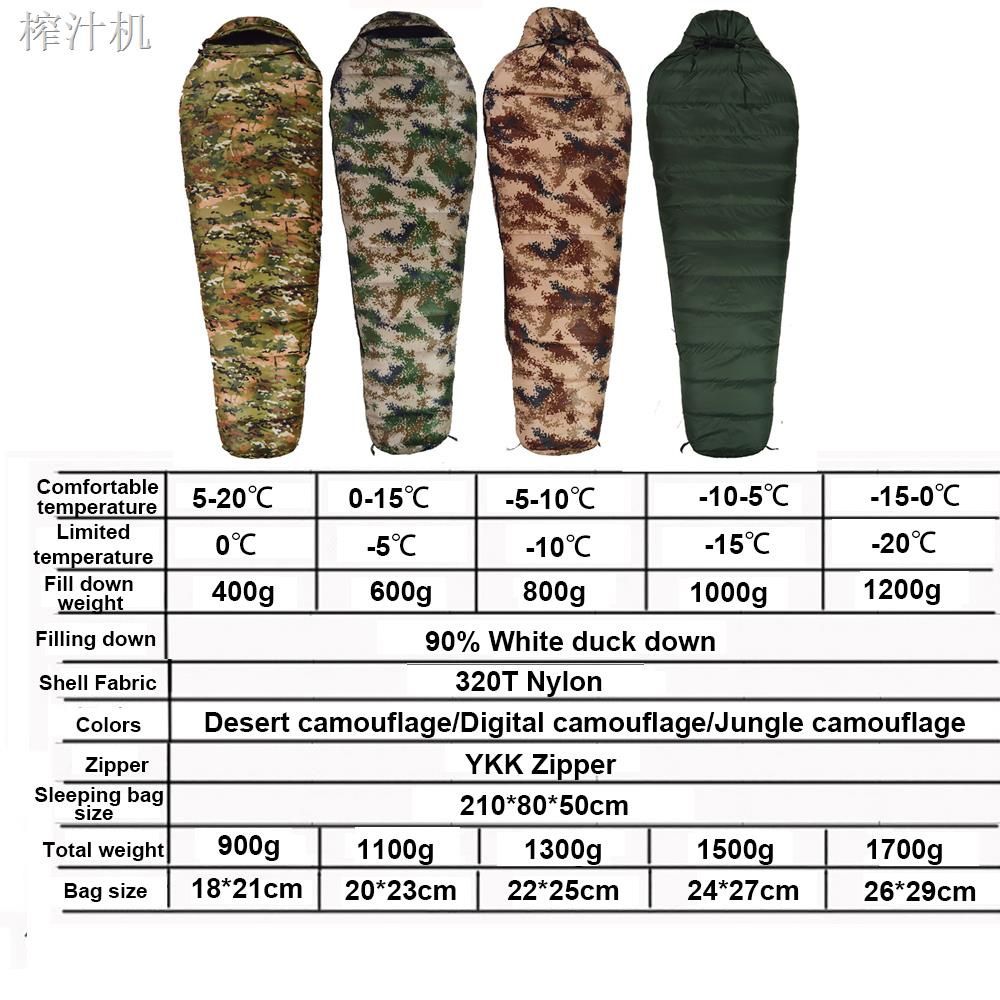 Very Warm White Duck Down Filled Adult Mummy Style Sleeping Bag Fit for