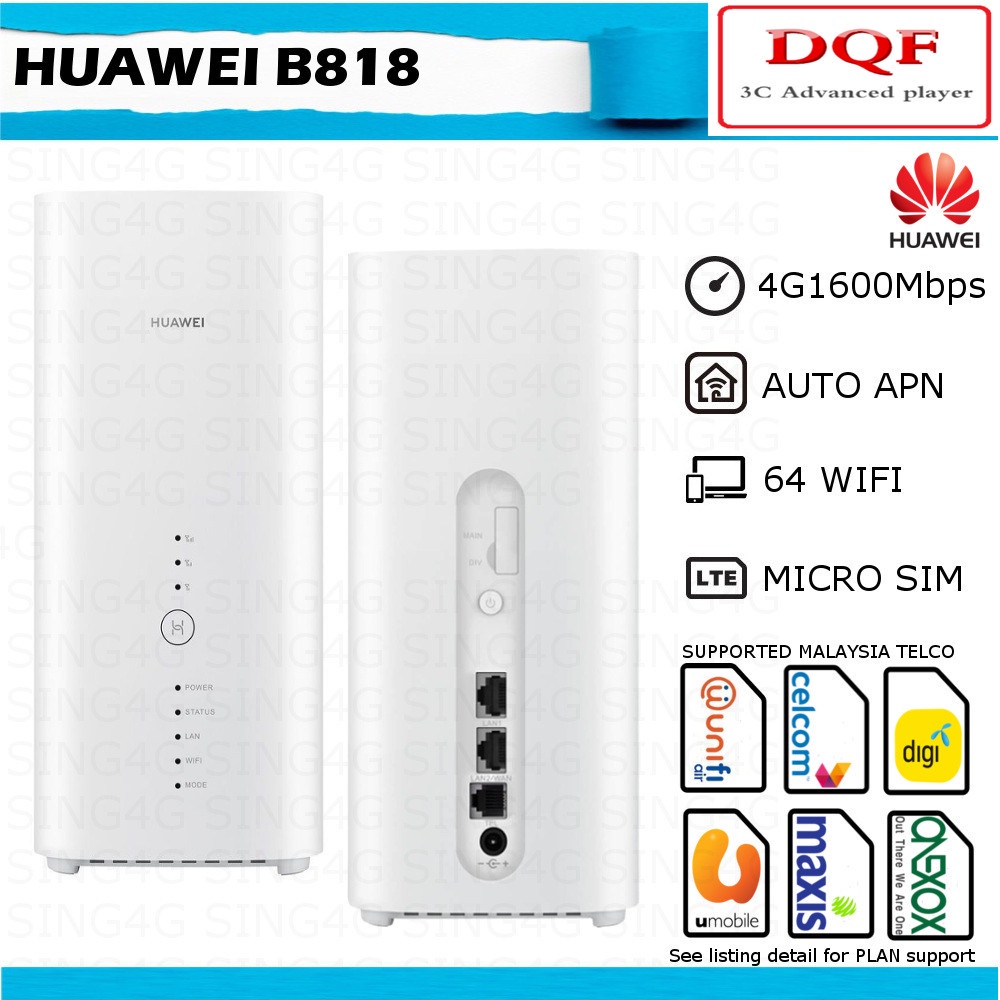 Optus vesion Huawei B818 B818-263 4G LTE 1600 Mbps Cat19 5CA 4X4 MIMO