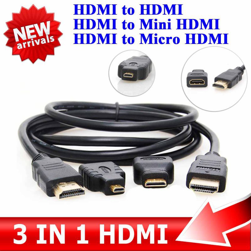 1.5m,3m,5m 3 in 1 HDMI Cable to HDMI HDMI Mini Micro HDMI All Purpose