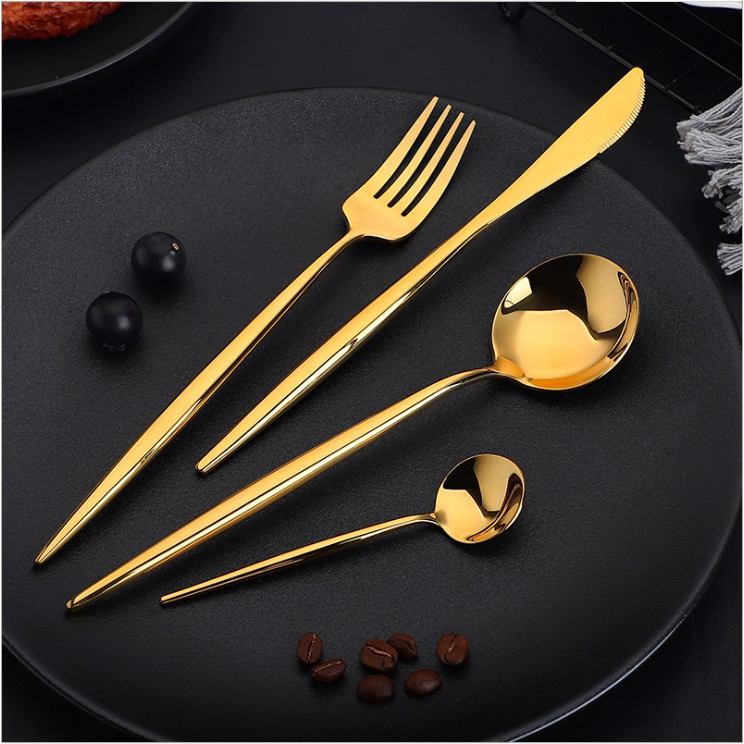 Portuguese gold cutlery stainless steel knife spoon fork tableware
