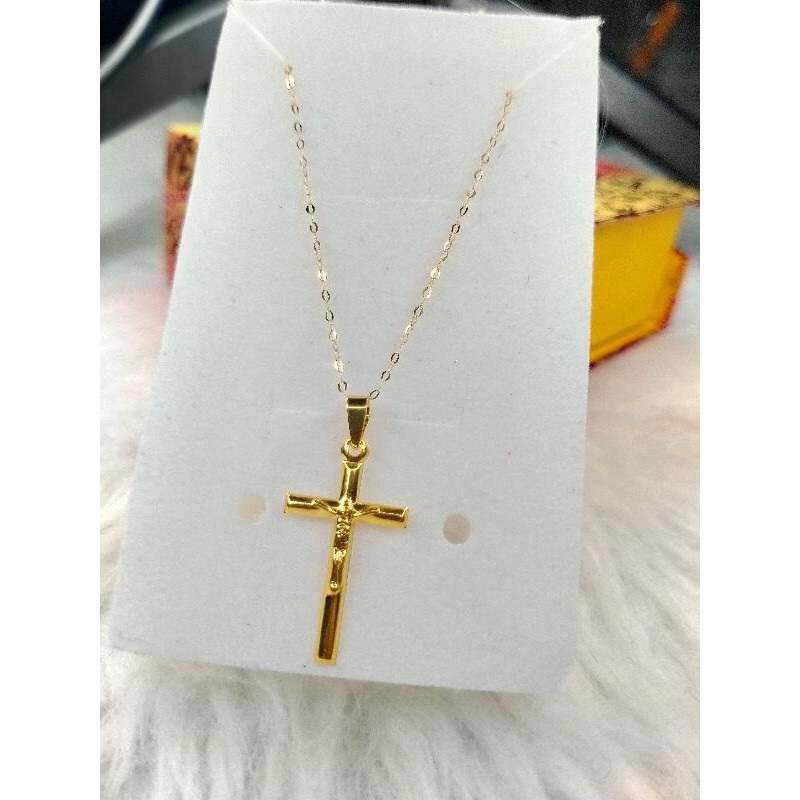 PAWNABLE 18K SAUDI GOLD NECKLACE KRUS PENDANT ADJUSTABLE CHAIN 16" 18