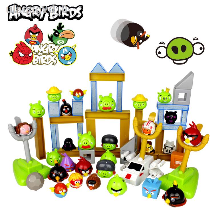 Angry Birds Toy Set Ejection Building Blocks Doll Sound and Light Music Launcher Children Boys