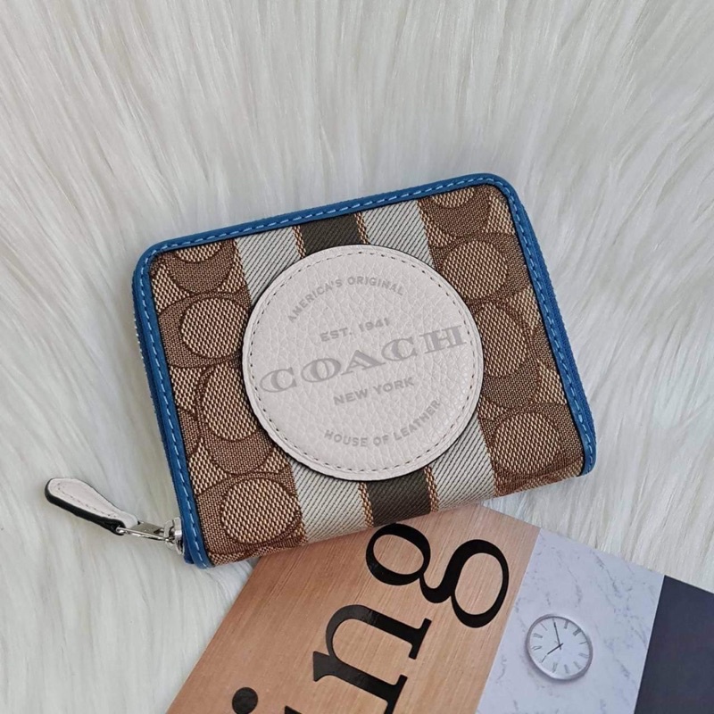 Coach Dempsey Small Zip Around Wallet In Signature Jacquard With Stripe