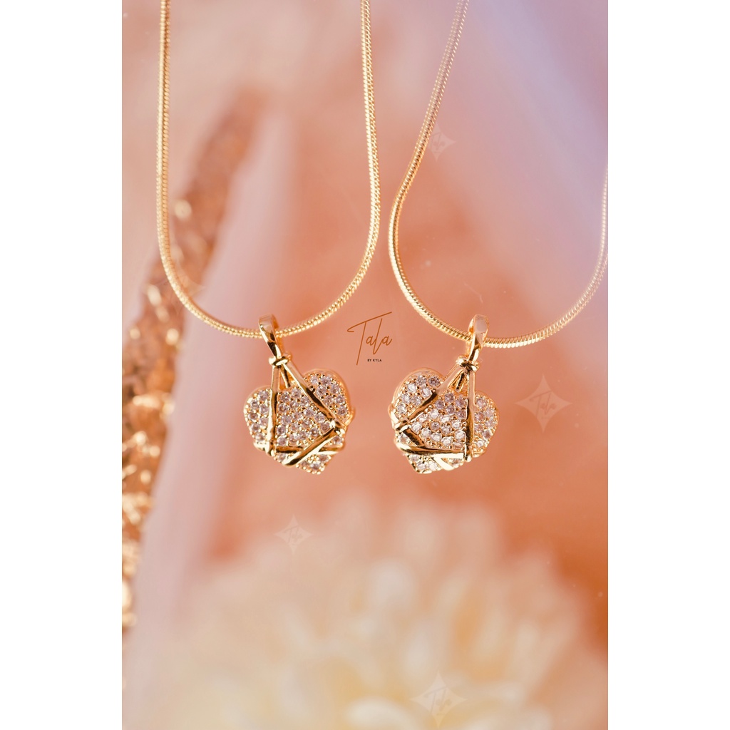Tala by Kyla Studded Diamond Heart Necklace Plus Premium Gift Box