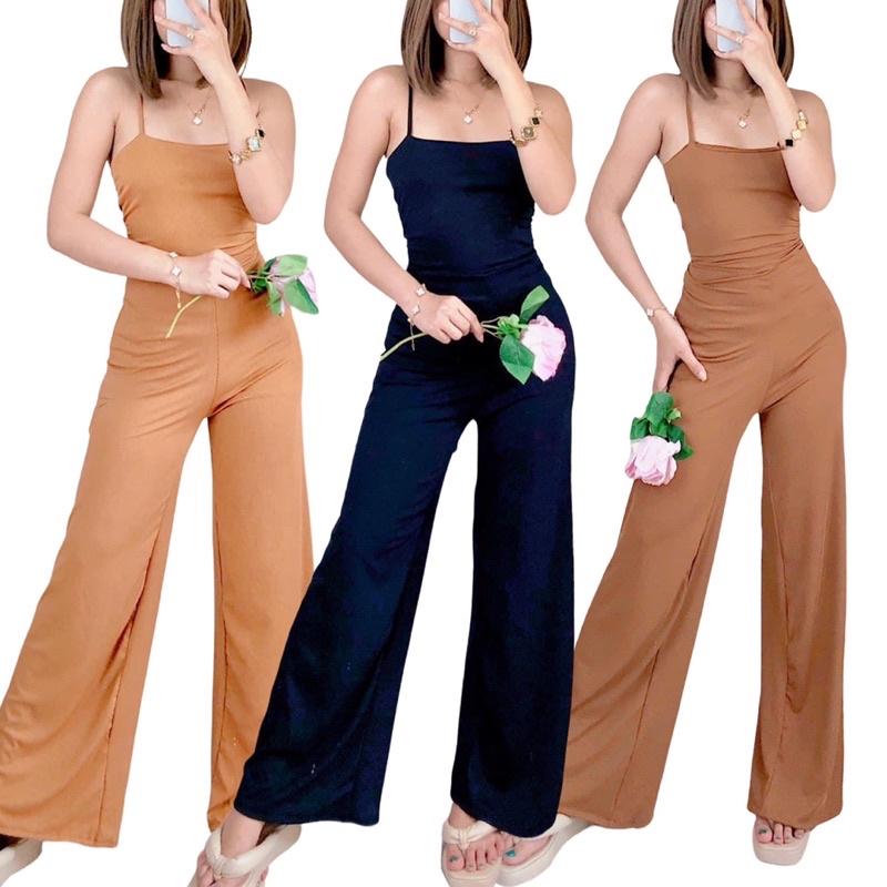 HS Julia Dancing Queen Knitted Wideleg Playsuit Backless Jumpsuit Shopee Philippines
