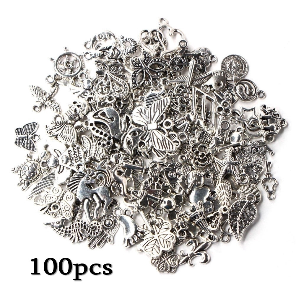 Wholesale 100pcs Bulk Tibetan Silver Mixed Pendant Jewelry Making DIY