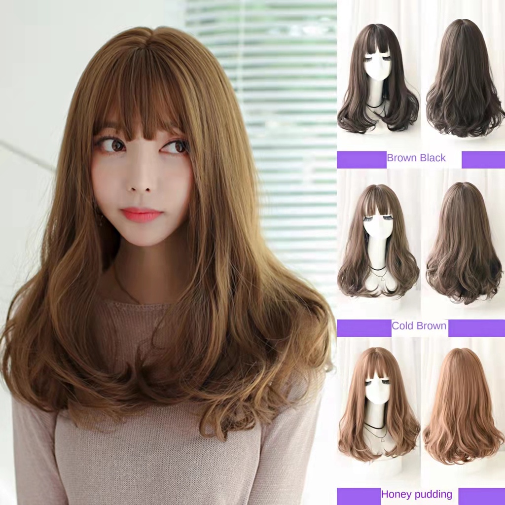 Wig girl long hair big wave fashion cute net red realistic face long