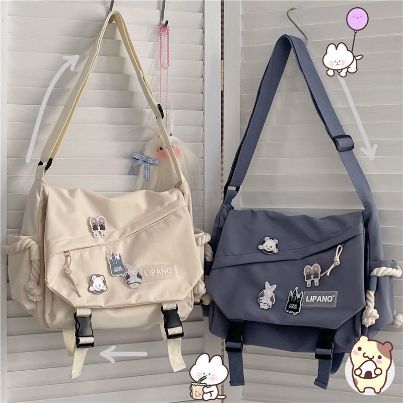 Korea ins large capacity shoulder bag Harajuku retro student messenger