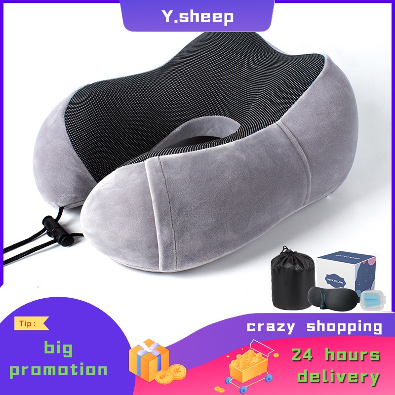 3 in 1 Set Eye Mask Neck Pillow U Shape Travel Memory Foam Outdoor Rest For Office Train Plane