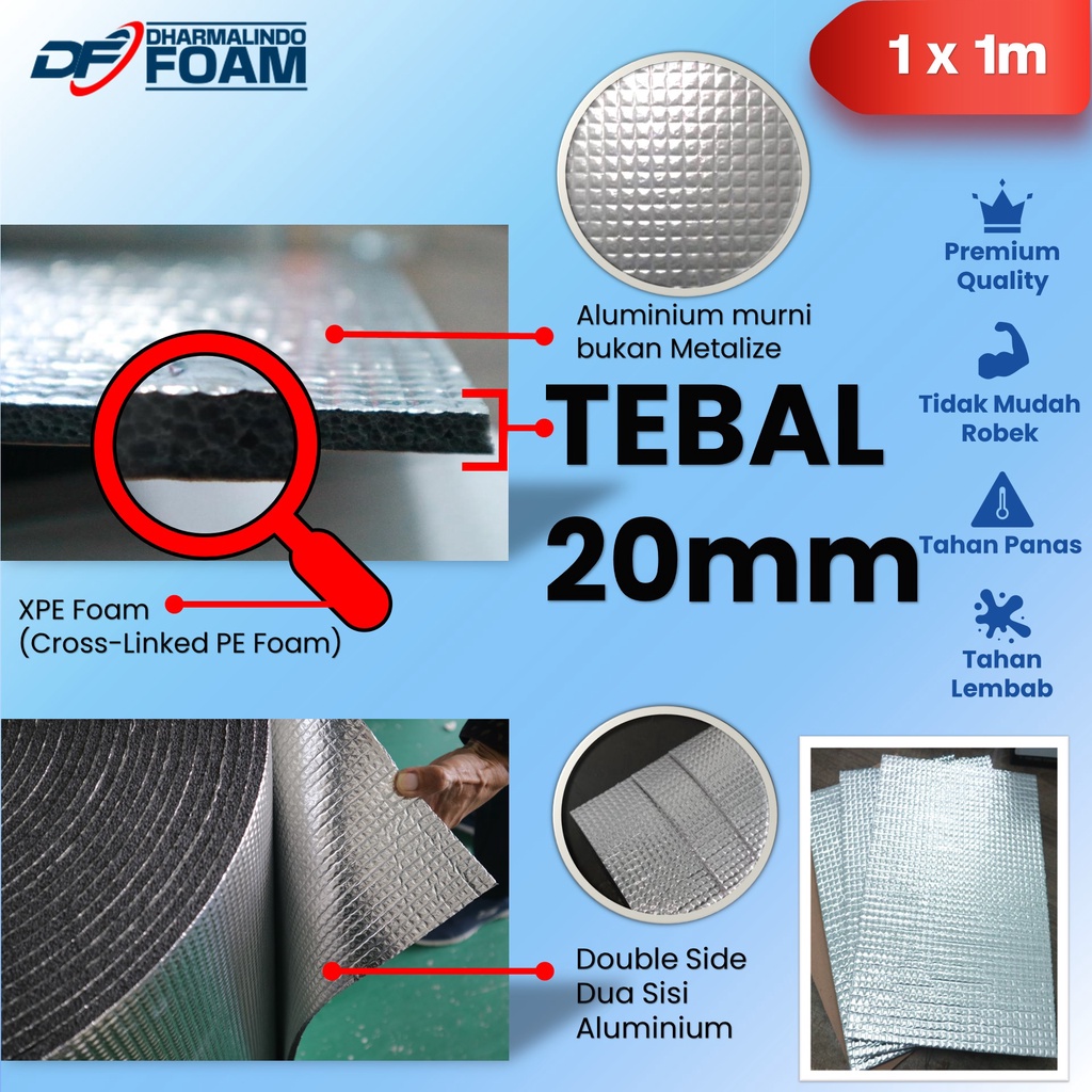 Double Side Aluminum Foil Roof Heat Insulation Foam Size 1m x 1m