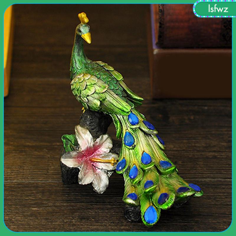 Realistic Animal Beautiful Peacock Statue Home Decor Figurine Shopee