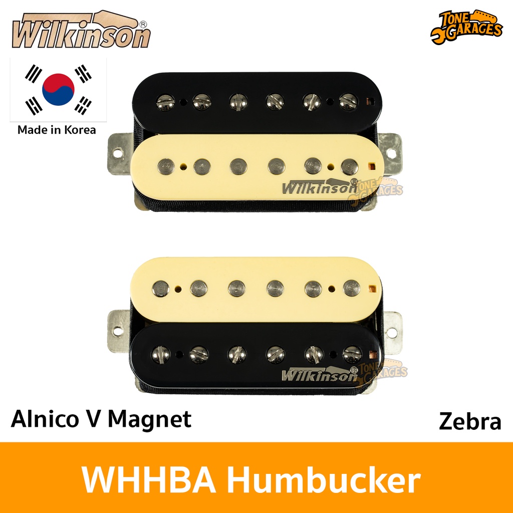 Wilkinson WHHBA Alnico V Humbucker Guitar Pickups High Output Zebra