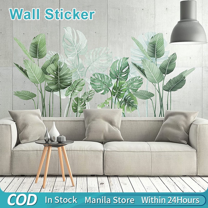 Tropical Green Plants Leaf Wall Stickers Removable Nature Palm Tree