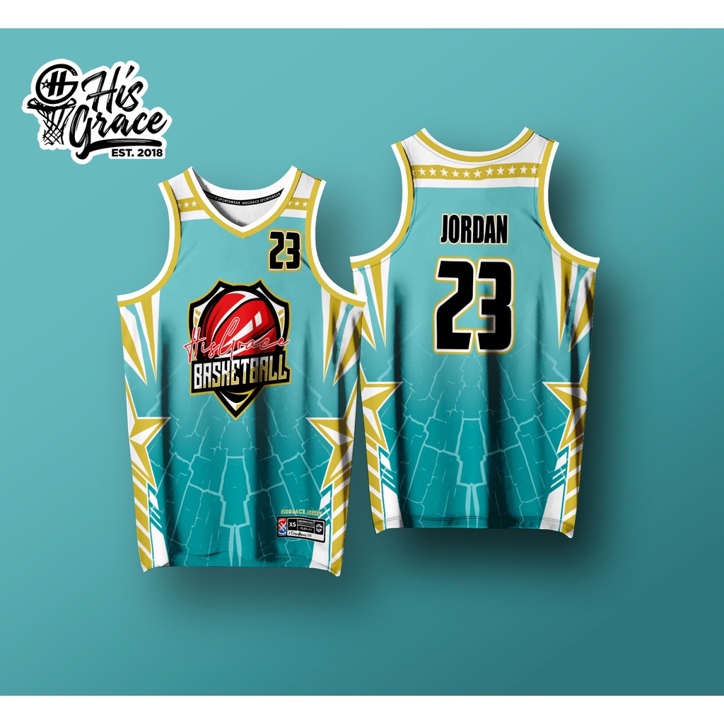 HISGRACE BASKETBALL JERSEY TEAL FREE CUSTOMIZE OF NAME AND NUMBER ONLY