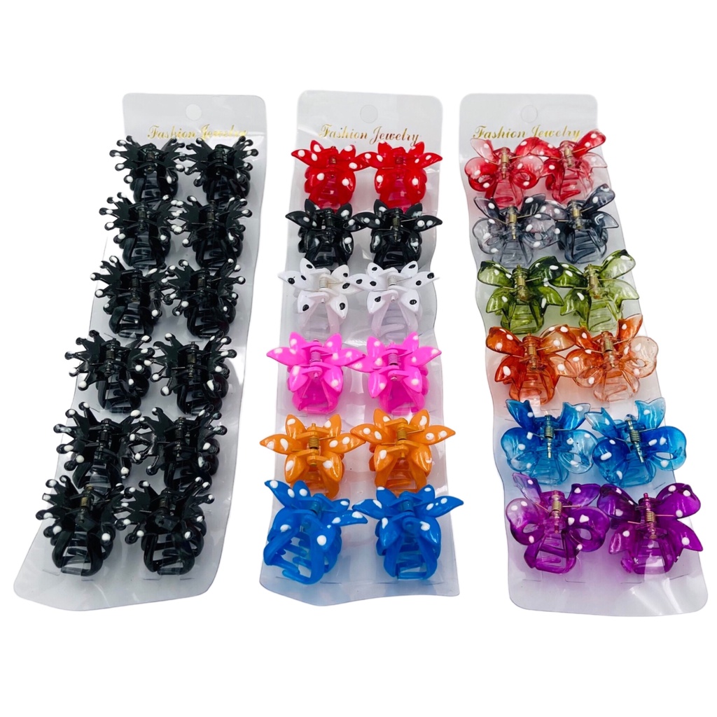 HC04 [12 pcs] Random Design Hair Clams Hair Clips 3 cm Hair Clamps