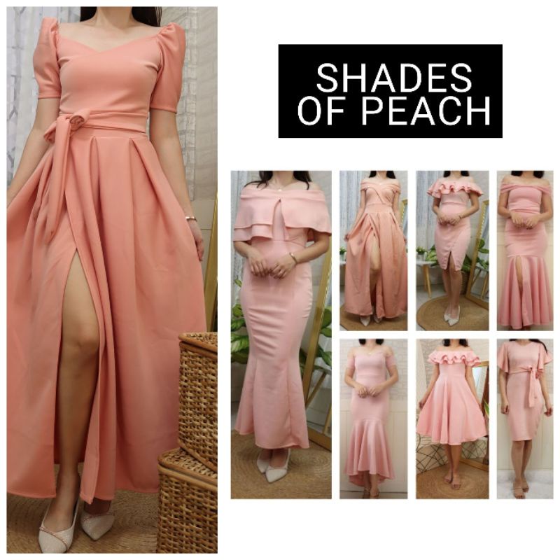 PEACH & POMELO PEACH COLOR MOTIF FORMAL DRESSES Shopee Philippines