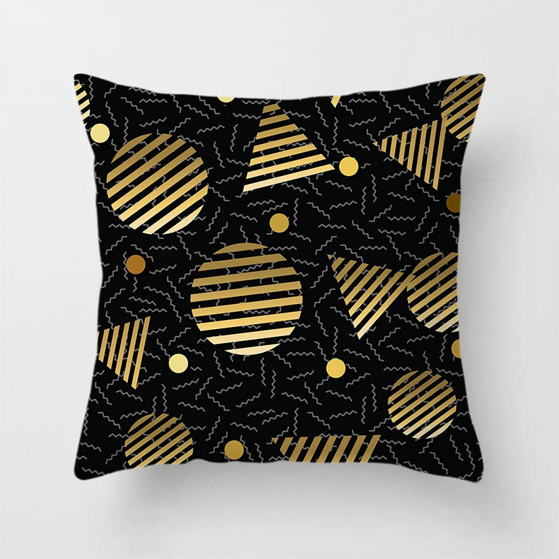 Gold Pattern Sofa Pillow Cover Peach Velvet Printed Home Decoration