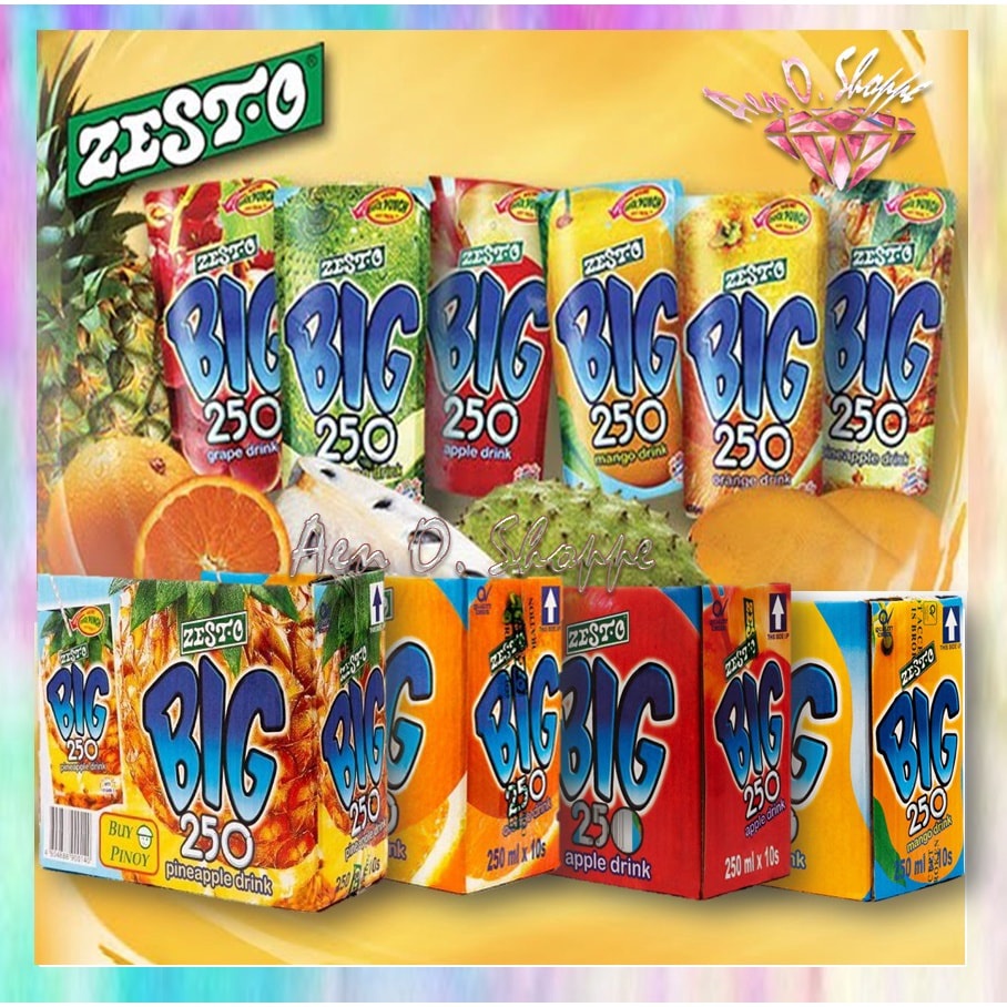 Zesto Big 250 Orange Apple Mango Pineapple Juice 10 per Box Buy Pinoy Shopee Philippines