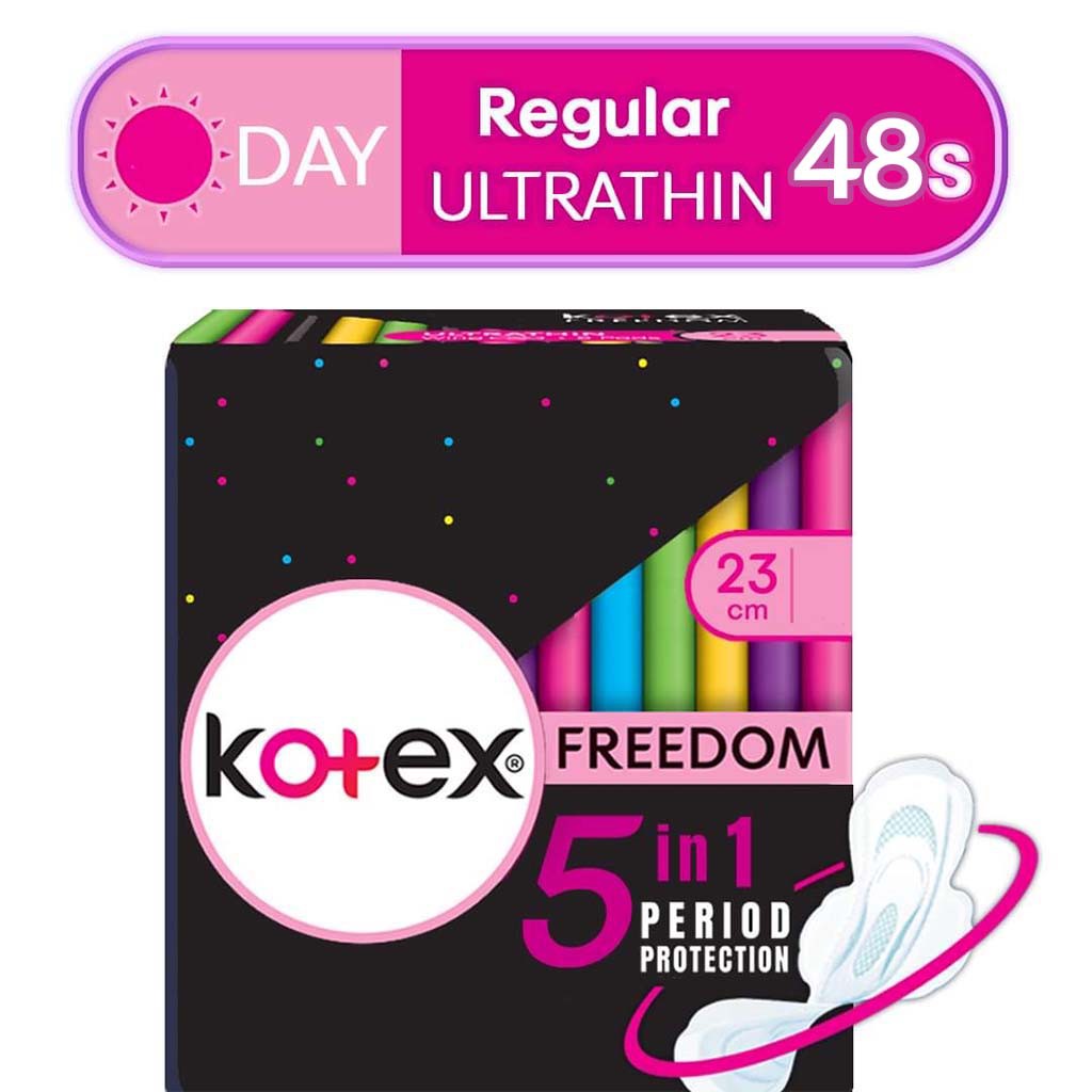 Kotex Freedom Ultrathin Sanitary Napkins 23cm 8 Pads x 6 Packs (48